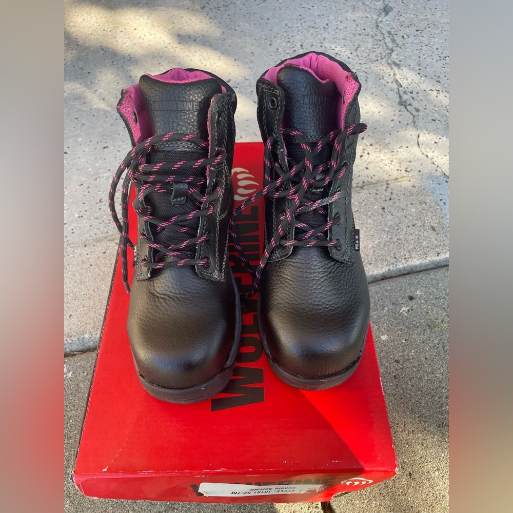 Wolverine Black and Pink Lace-Up Boots. Brand New